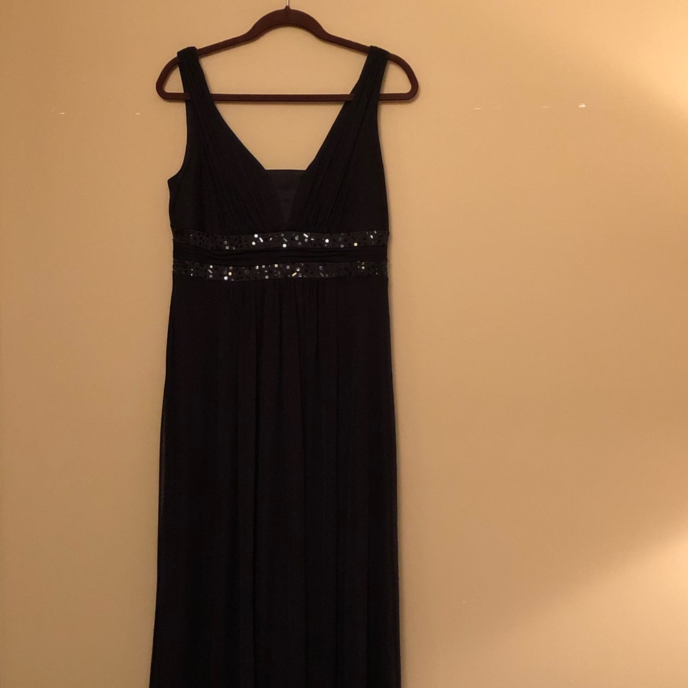 Black, Empire Waist, V Neck Gown, Size 12.